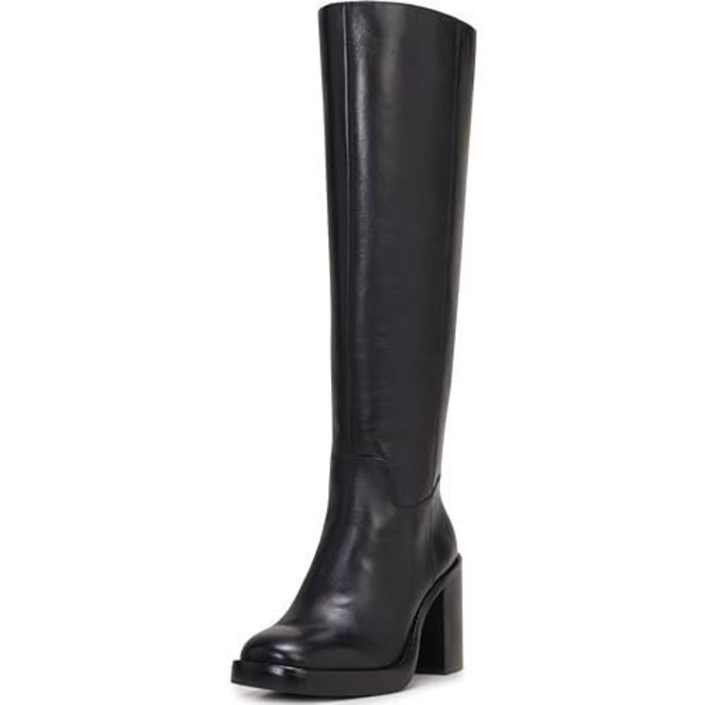 Vince Camuto Black Knee-High Leather Platform Boots